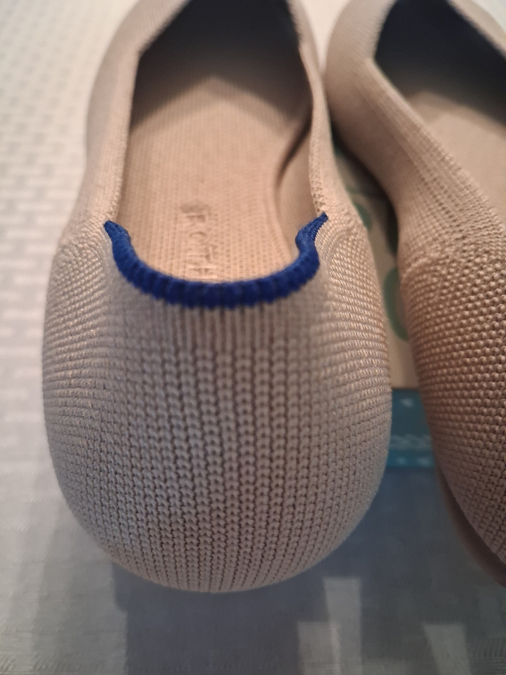 Rothy's Women's Beige Knit Ballet Flats with Navy Trim - Picture 13 of 13